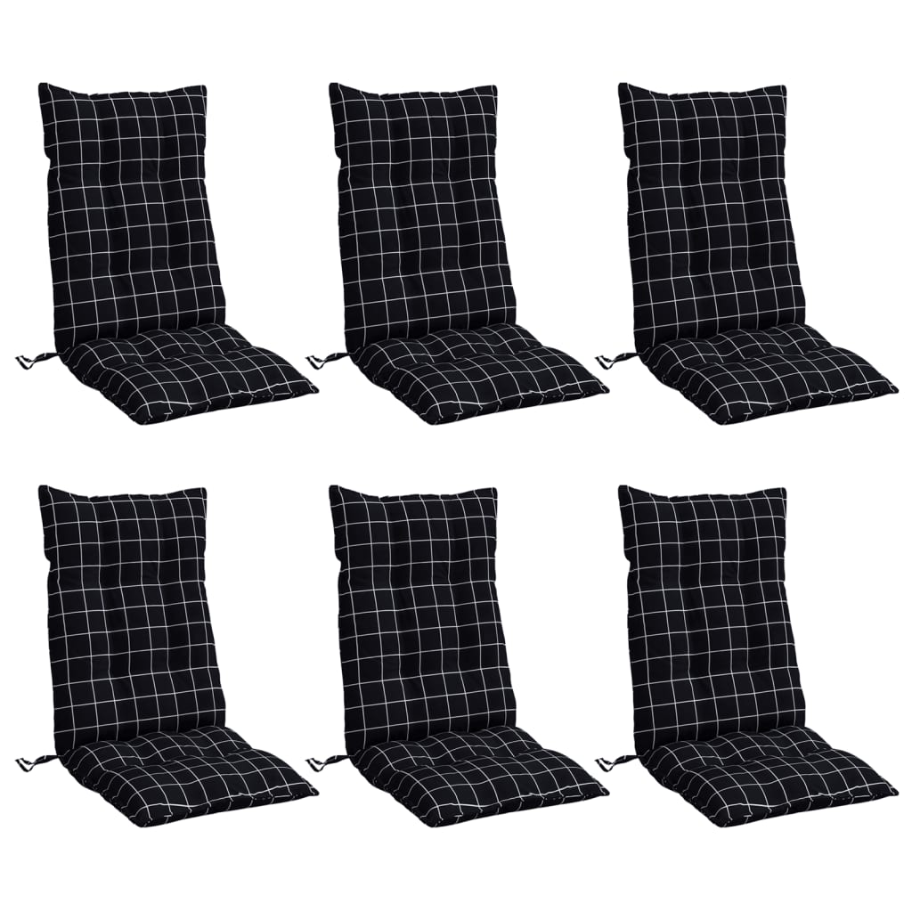 Chair cushions, 6 pcs, oxford fabric, checked