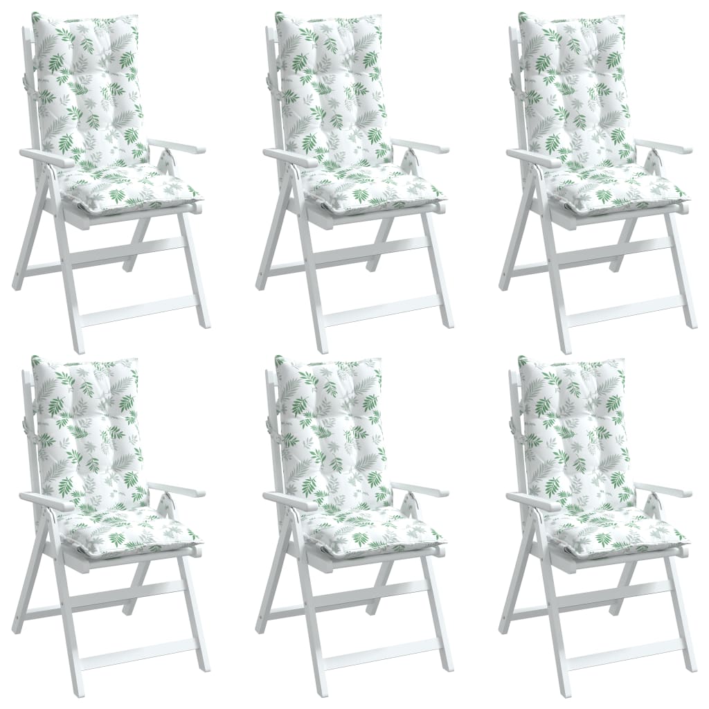 Chair cushions, 6 pcs., Oxford fabric, with leaves