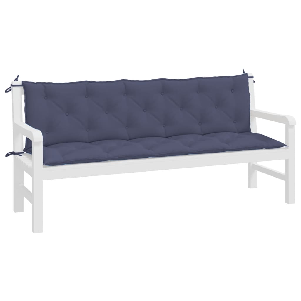 bench cushions, 2 pcs., dark blue, 180x50x7cm, fabric