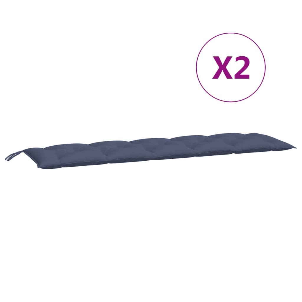 bench cushions, 2 pcs., dark blue, 180x50x7cm, fabric