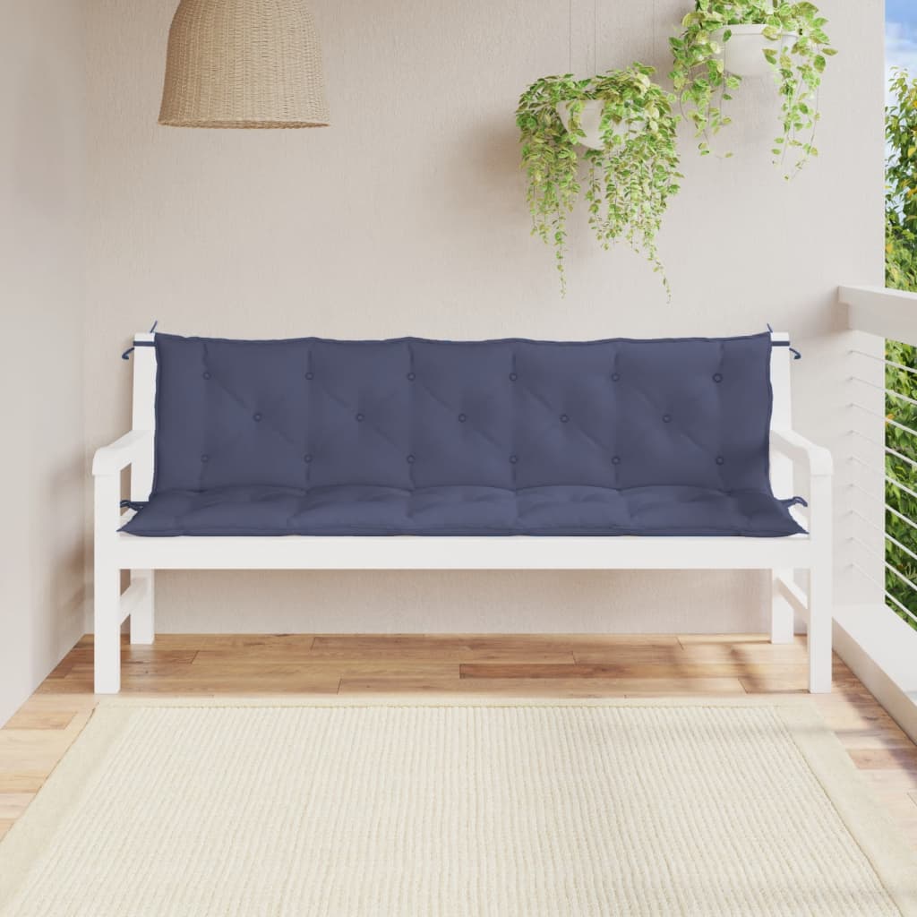 bench cushions, 2 pcs., dark blue, 180x50x7cm, fabric