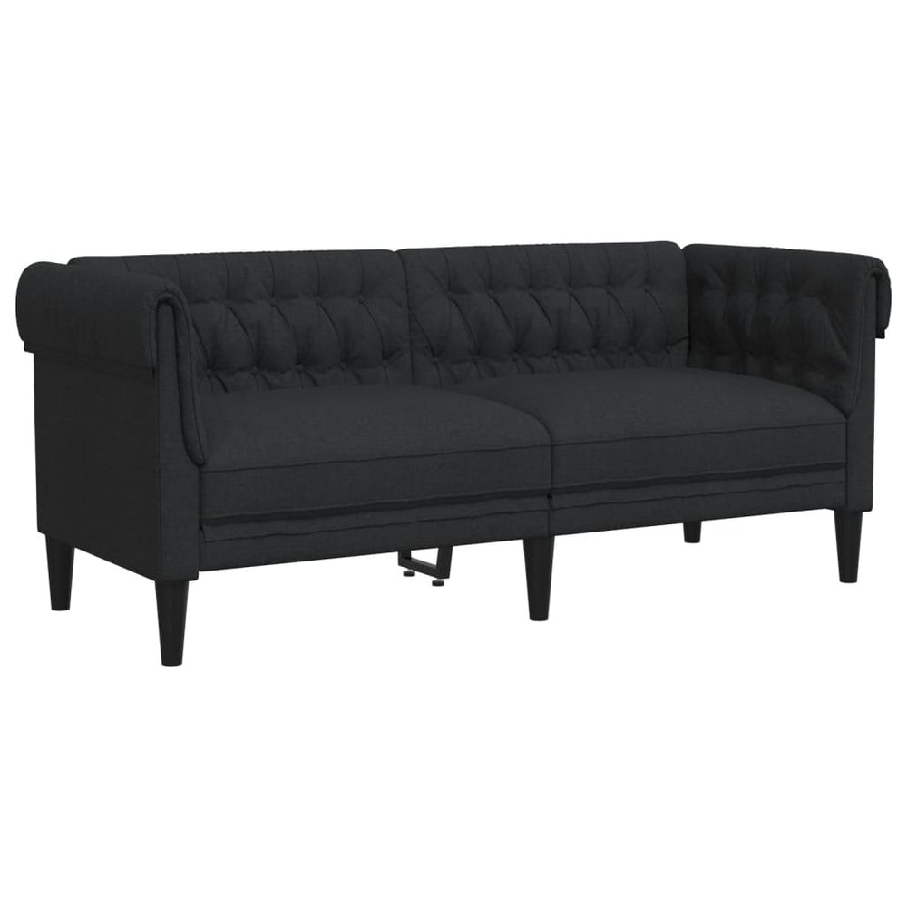 Dvivietė chesterfield sofa, juodos spalvos, audinys