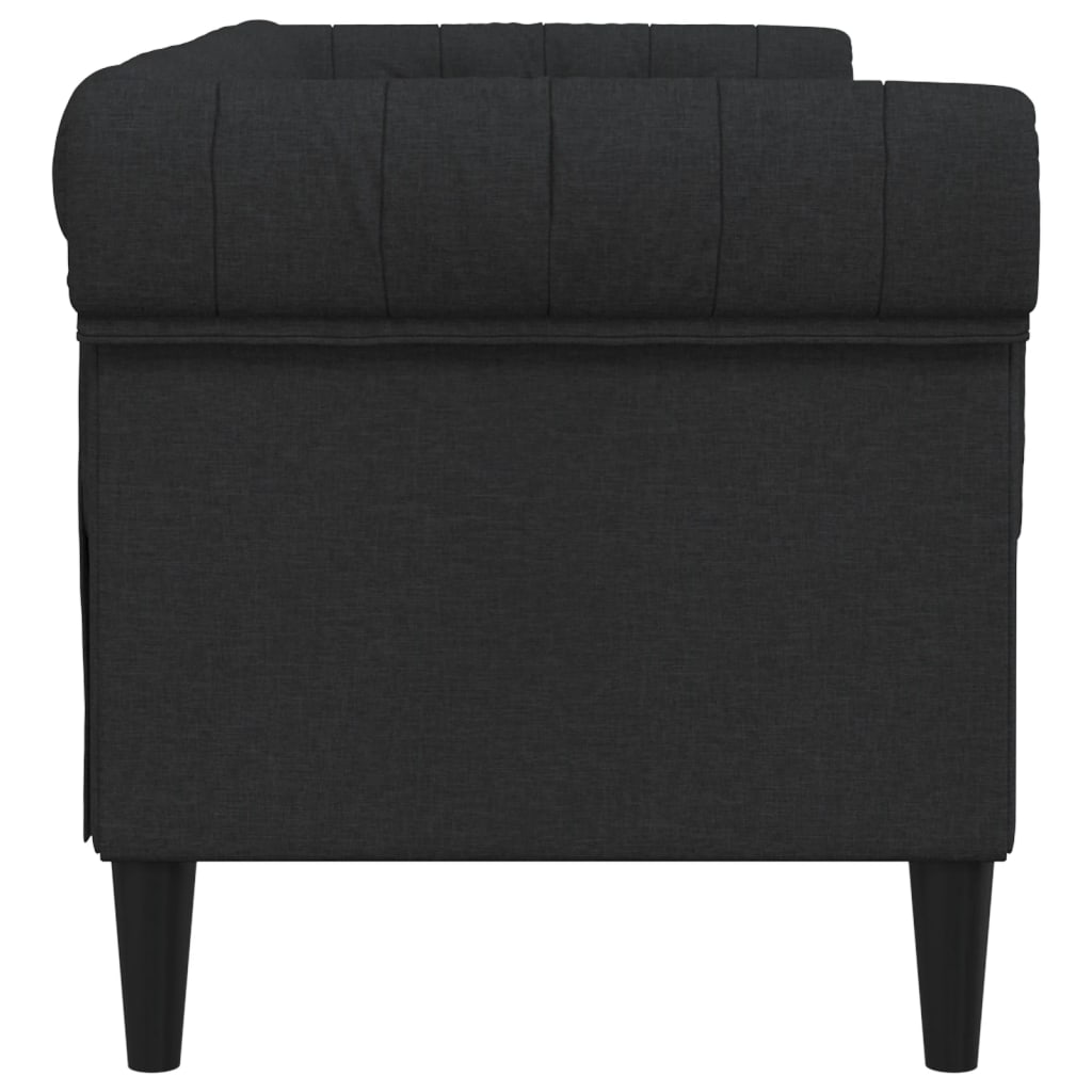 Dvivietė chesterfield sofa, juodos spalvos, audinys