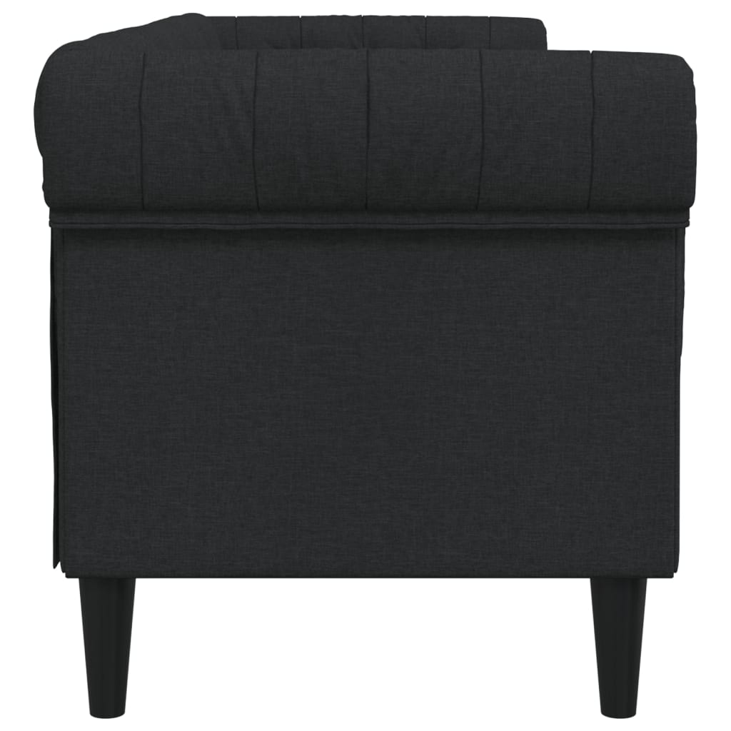 Trivietė chesterfield sofa, juodos spalvos, audinys