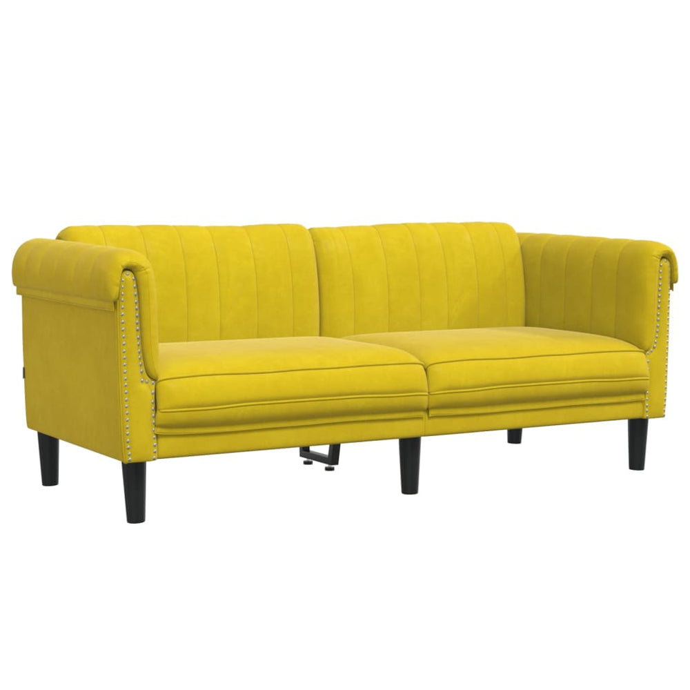 Dvivietė sofa, geltonos spalvos, aksomas