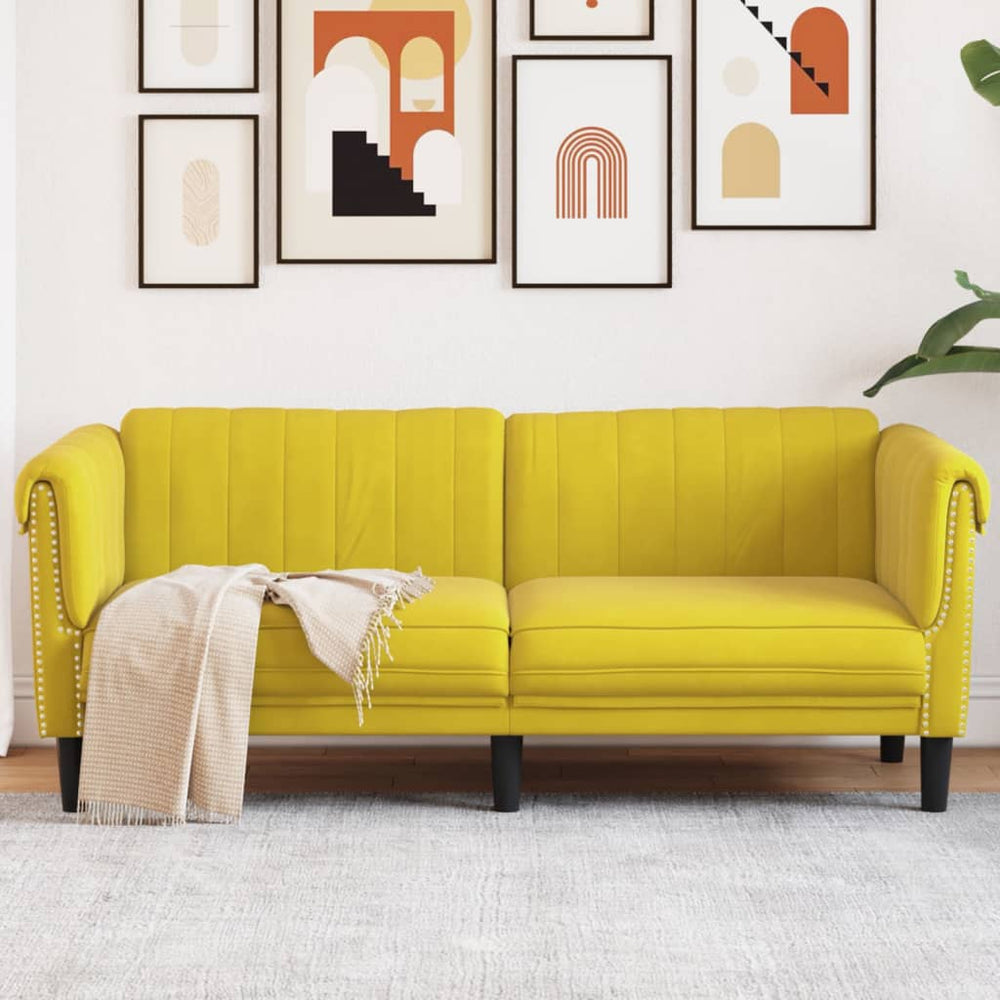 Dvivietė sofa, geltonos spalvos, aksomas