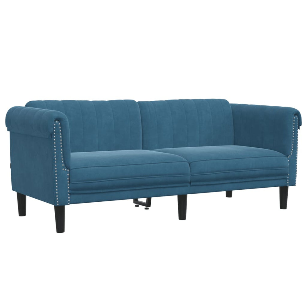 Dvivietė sofa, mėlynos spalvos, aksomas