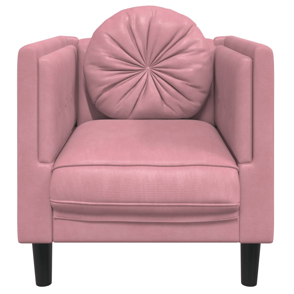 Krėslas su pagalvėle, rožinės spalvos, aksomas
