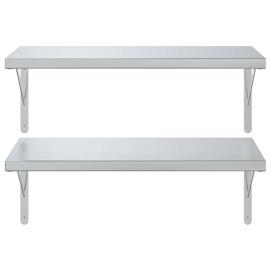 Wall shelves, 2 pcs., silver, 75x40cm, steel