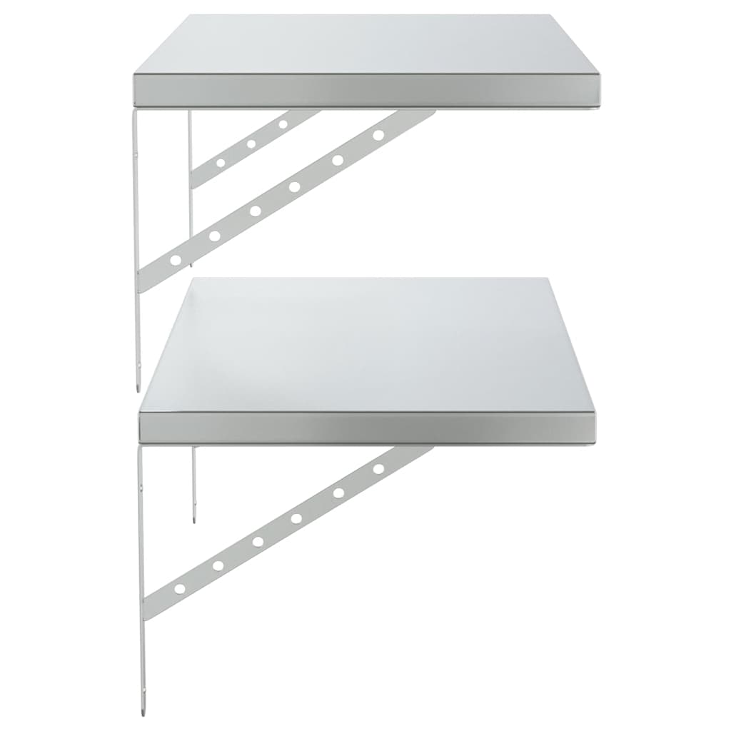 Wall shelves, 2 pcs., silver, 75x40cm, steel