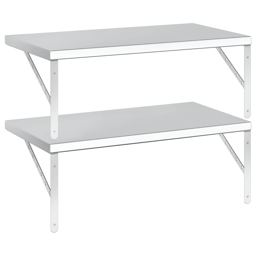 Wall shelves, 2 pcs., silver, 75x40cm, steel