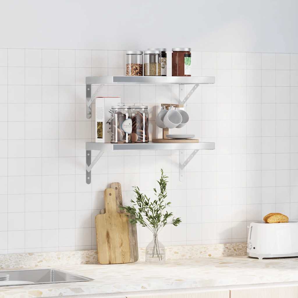 Wall shelves, 2 pcs., silver, 50x30cm, steel