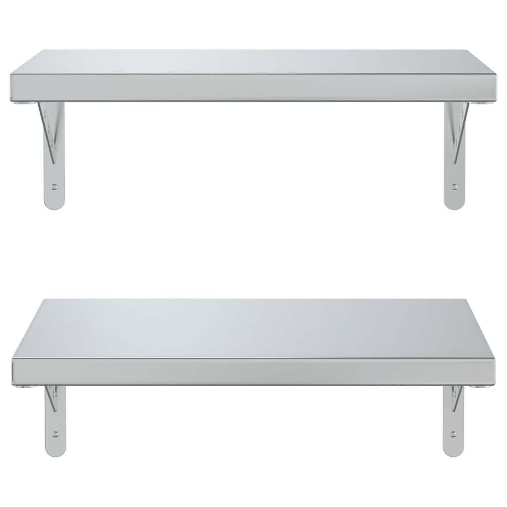 Wall shelves, 2 pcs., silver, 50x30cm, steel