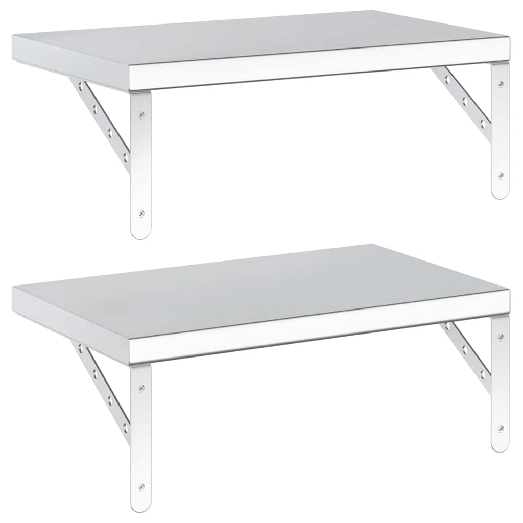 Wall shelves, 2 pcs., silver, 50x30cm, steel
