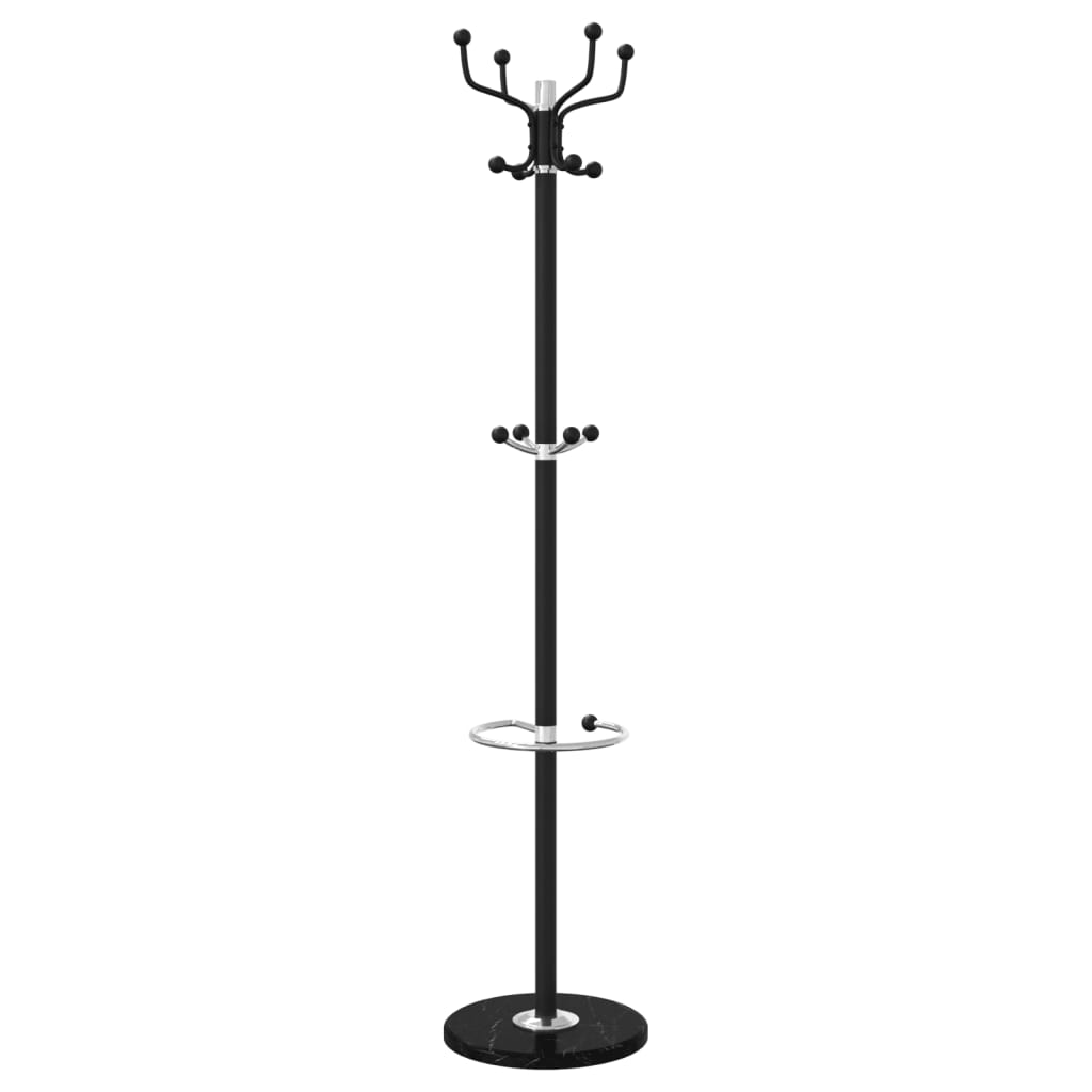 Paltų kabykla su skėčių laikikliu, juoda, 180cm, geležis