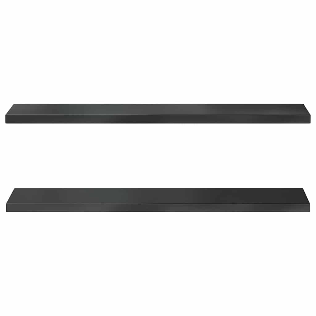 Wall shelves, 2 pcs., black, 100x23.5x3cm, steel