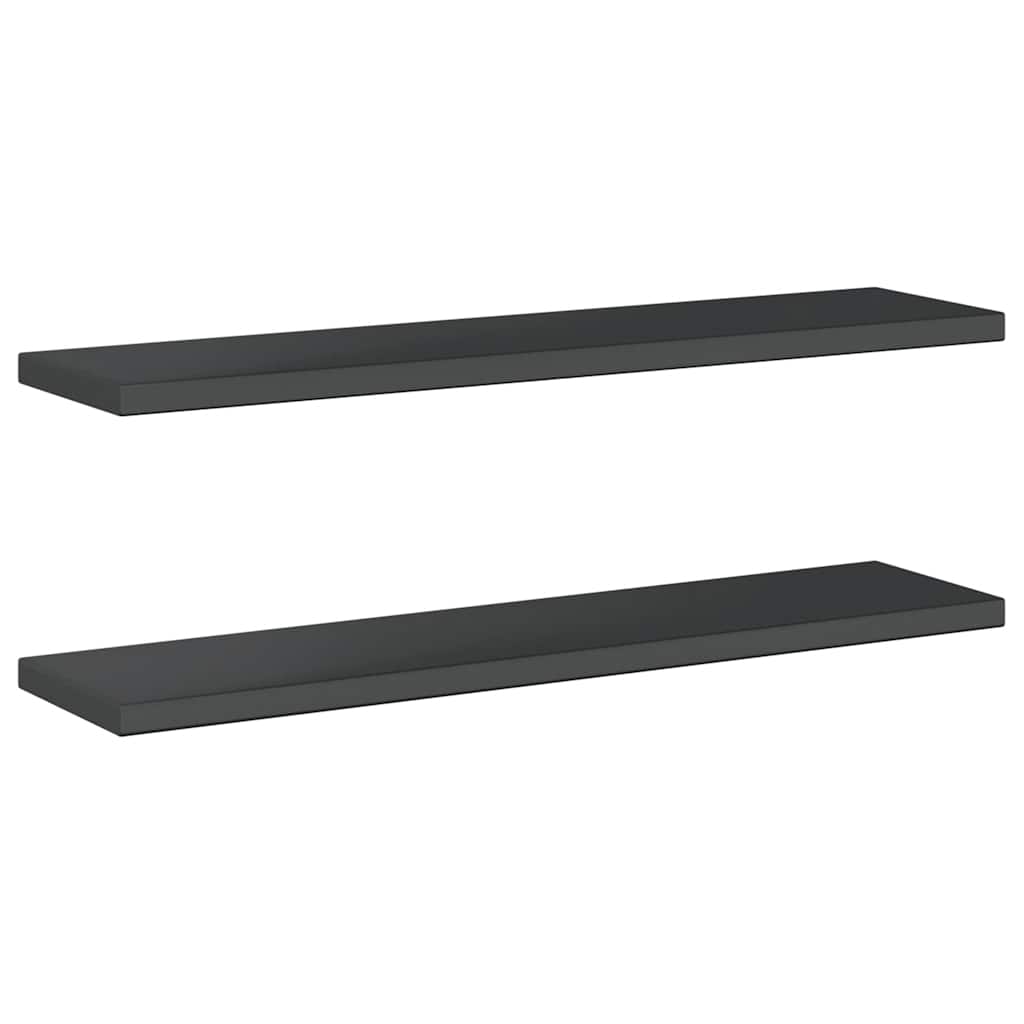 Wall shelves, 2 pcs., black, 100x23.5x3cm, steel
