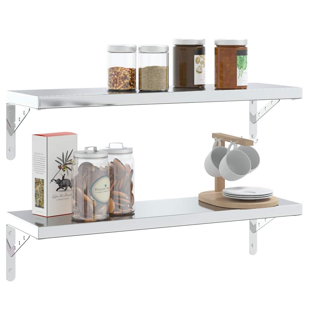 Shelf brackets, 4 pcs., silver, 23.5x2.5x15.5cm, steel