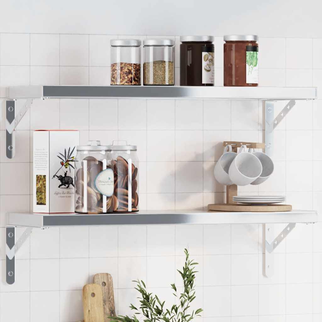 Shelf brackets, 4 pcs., silver, 23.5x2.5x15.5cm, steel