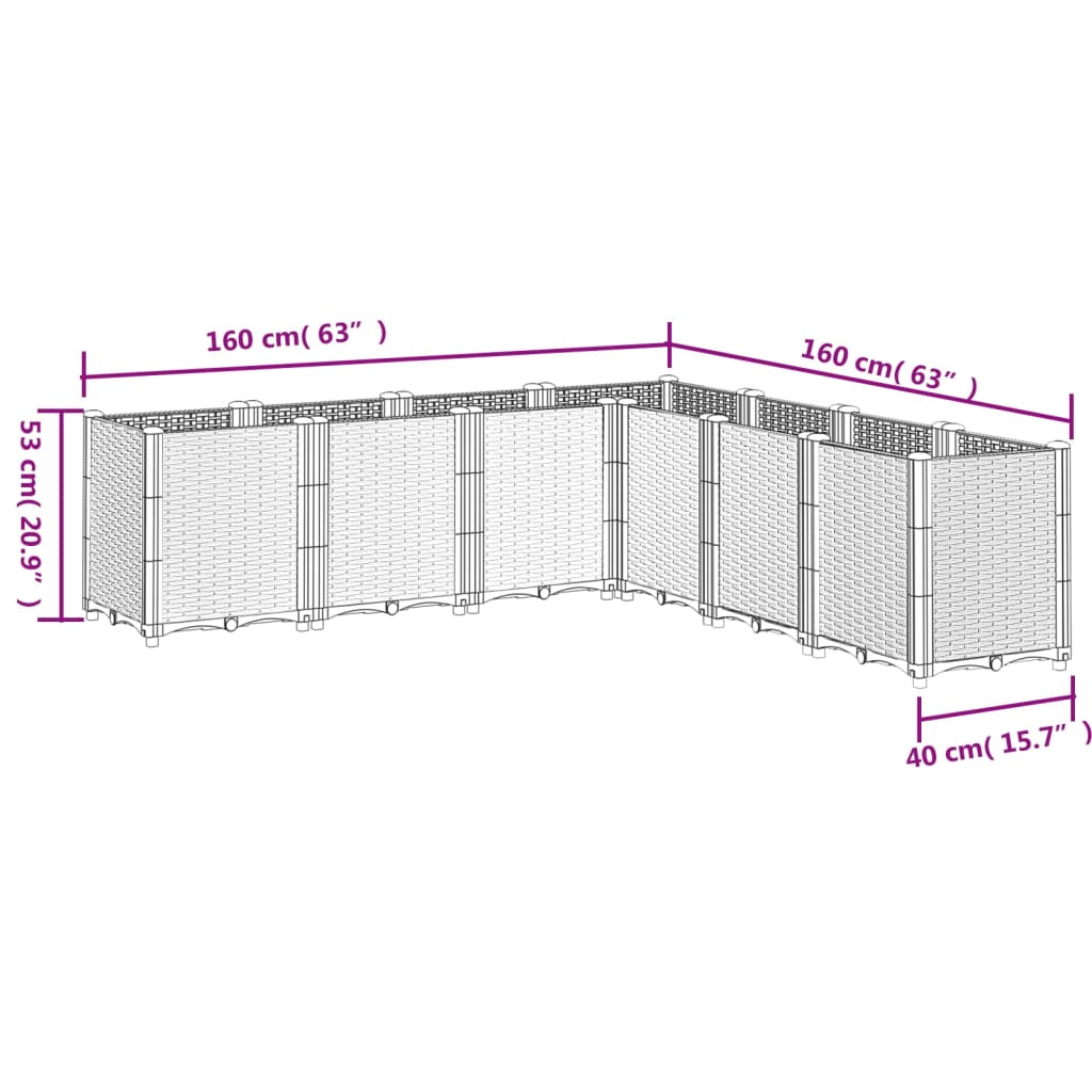 Sodo lovelis, baltos spalvos, 160x160x53cm, PP