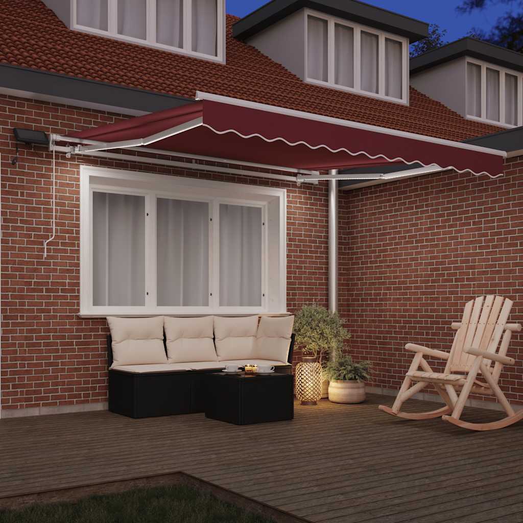 Manuāli izvelkama markīze ar LED, bordo, 300x250cm