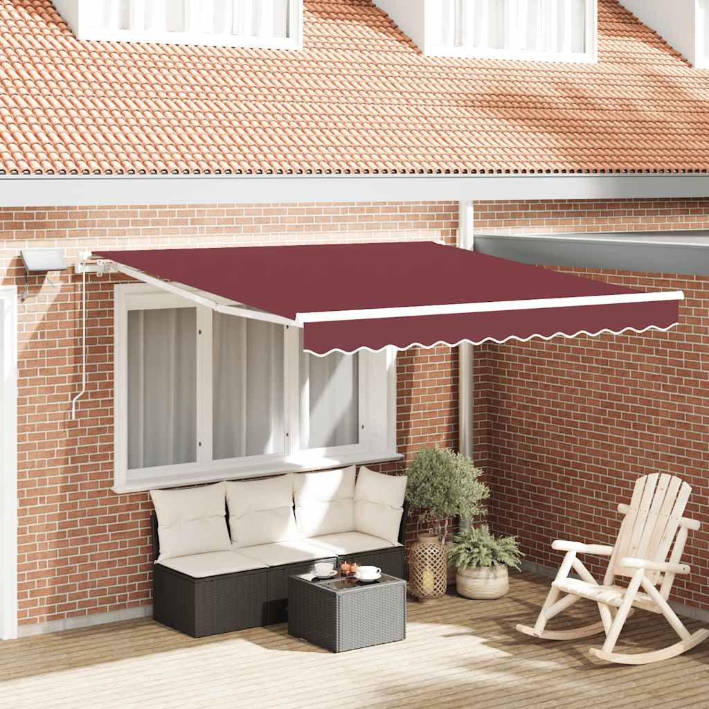 Manuāli izvelkama markīze ar LED, bordo, 300x250cm