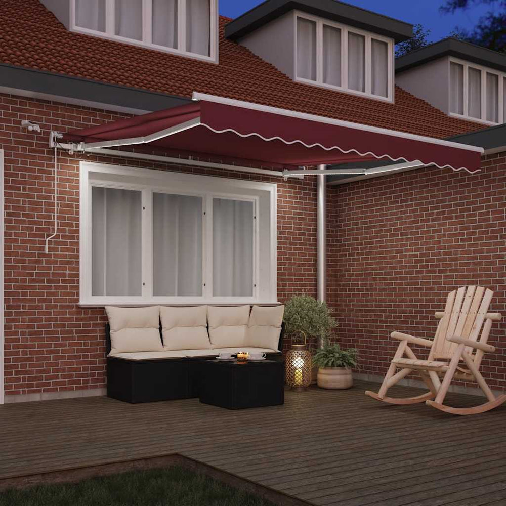 Automatinė ištraukiama markizė su LED, bordo spalvos, 300x250cm