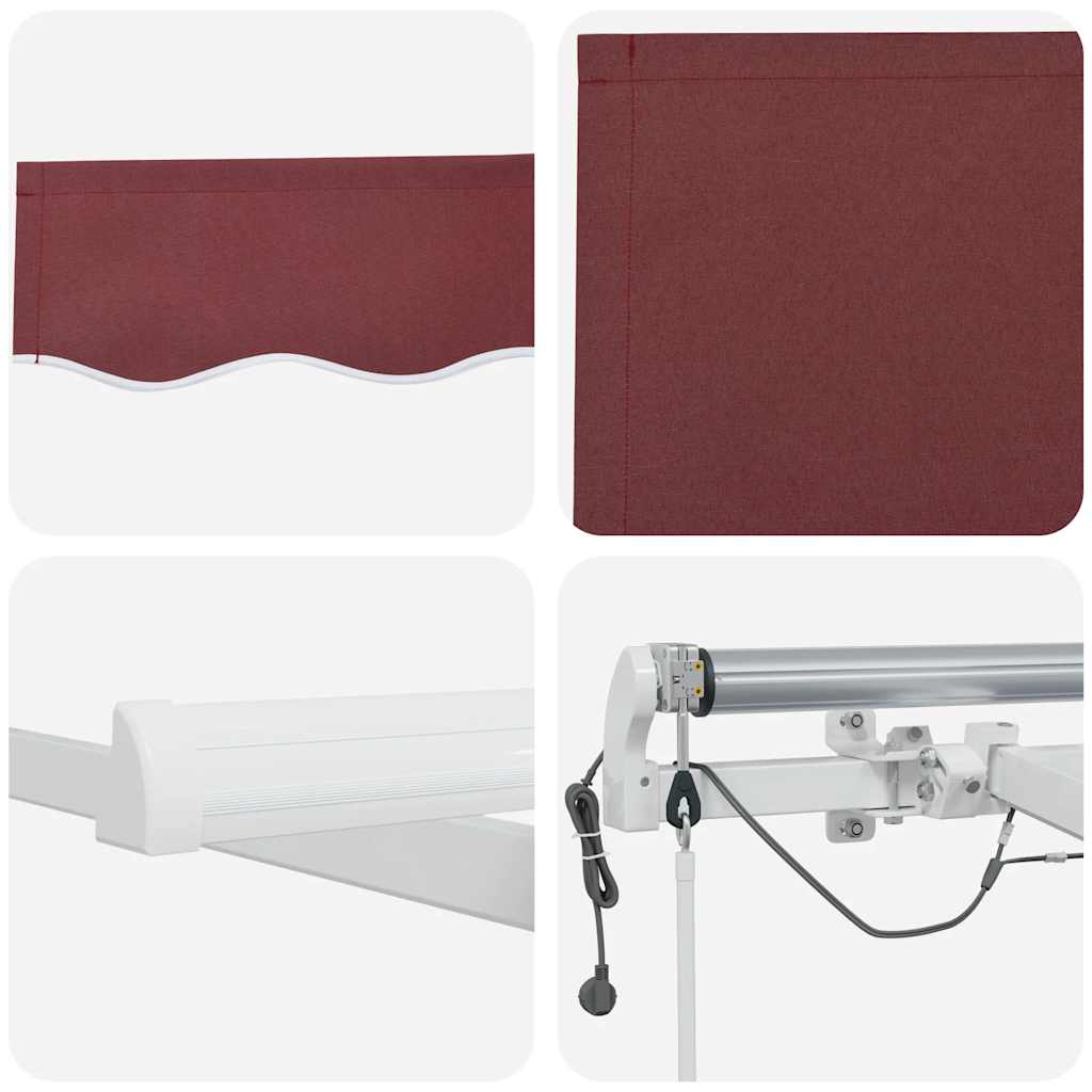 Automatinė ištraukiama markizė su LED, bordo spalvos, 300x250cm