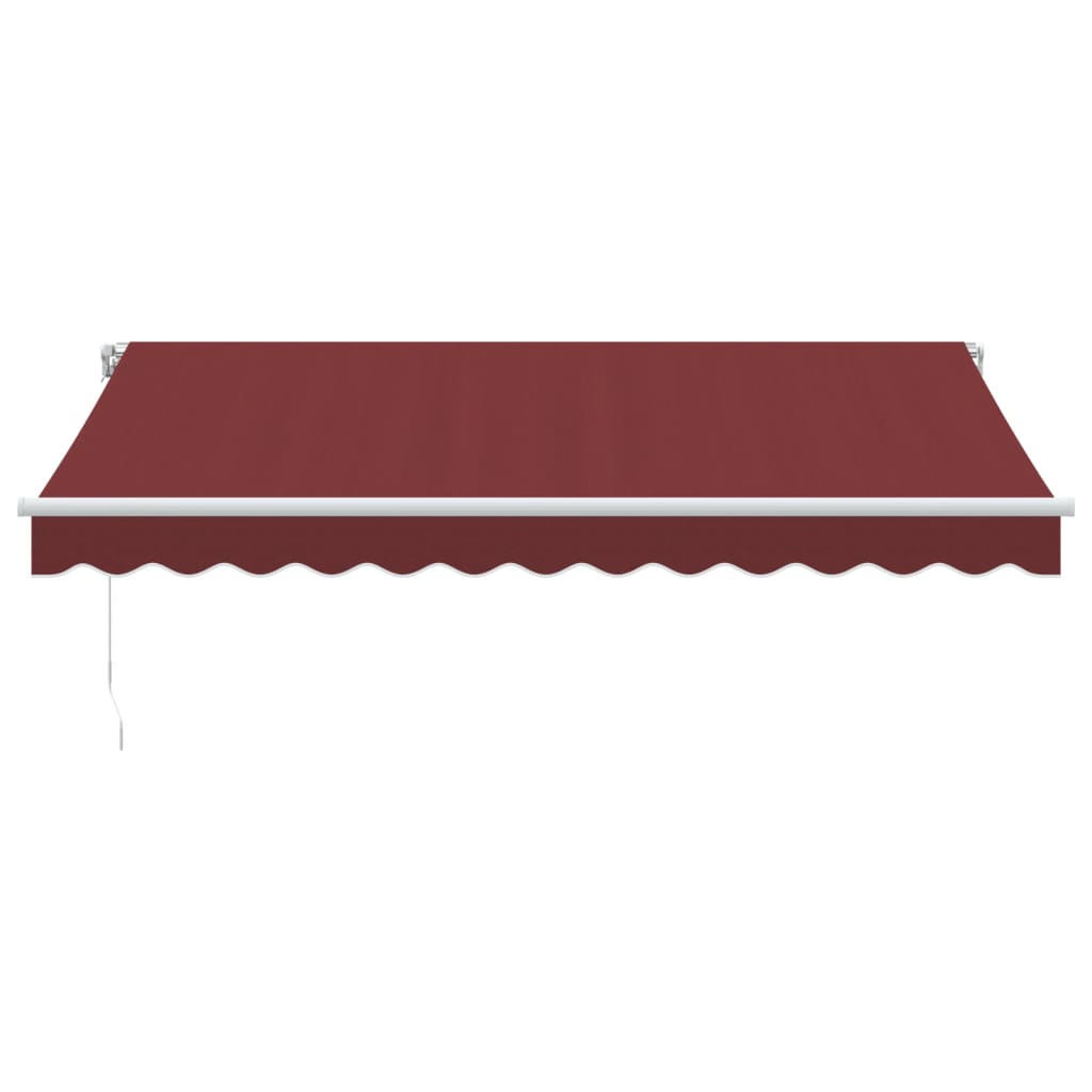 Manual Retractable Awning with LED, burgundy, 350x250 cm