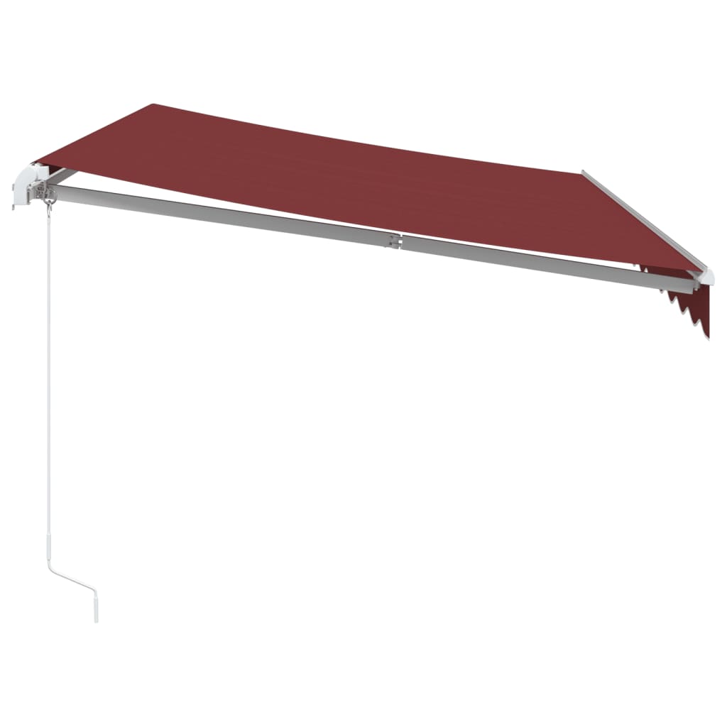 Manual Retractable Awning with LED, burgundy, 350x250 cm