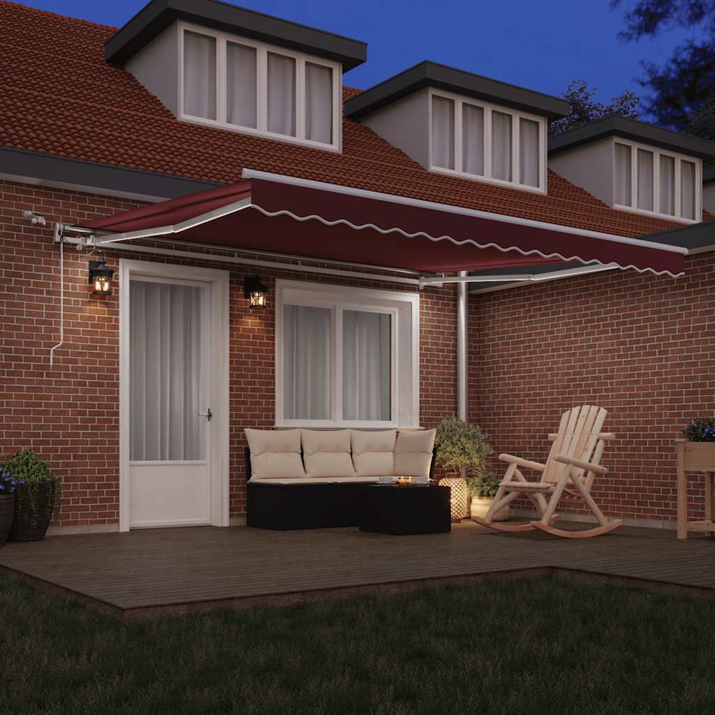 Automatinė ištraukiama markizė su LED, bordo spalvos, 400x300cm