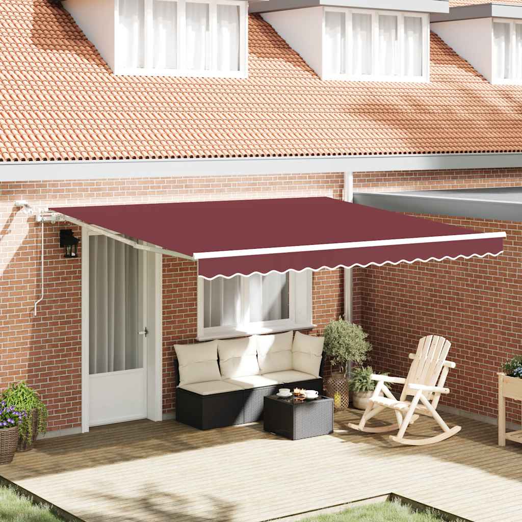 Automatinė ištraukiama markizė su LED, bordo spalvos, 400x300cm