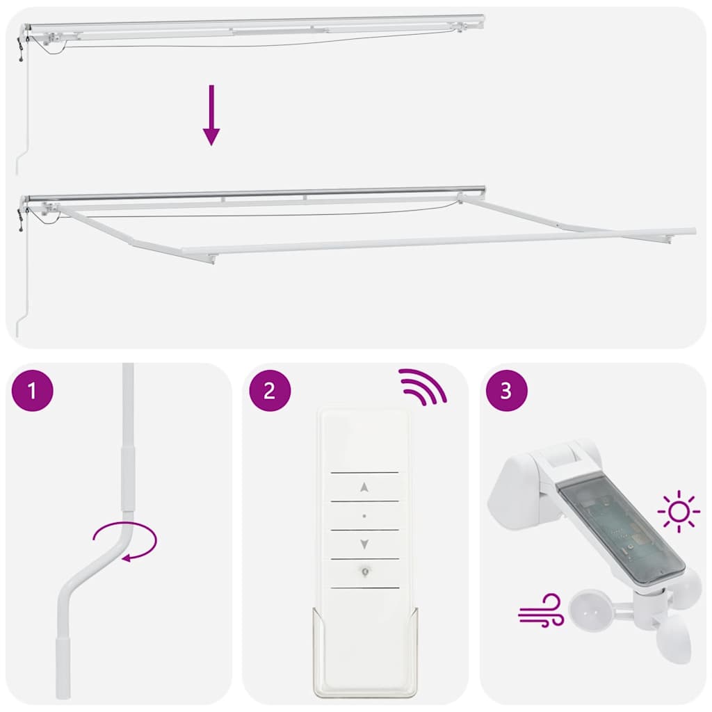 Automatinė ištraukiama markizė su LED, bordo spalvos, 500x300cm