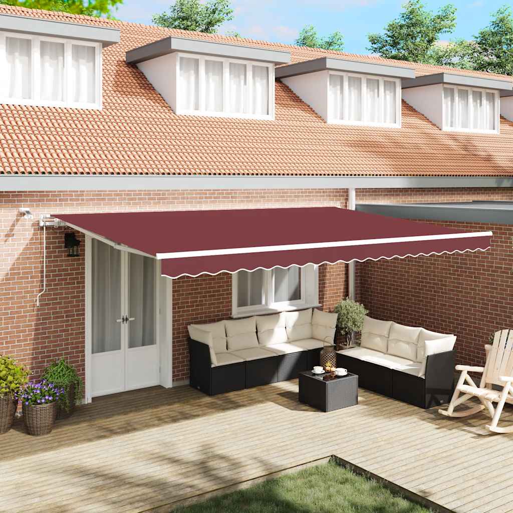 Automatinė ištraukiama markizė su LED, bordo spalvos, 500x300cm