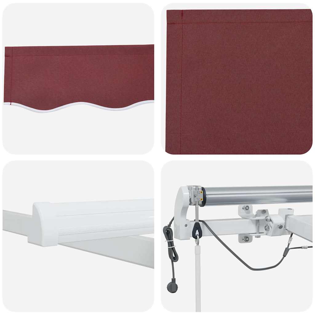 Automatinė ištraukiama markizė su LED, bordo spalvos, 600x300cm