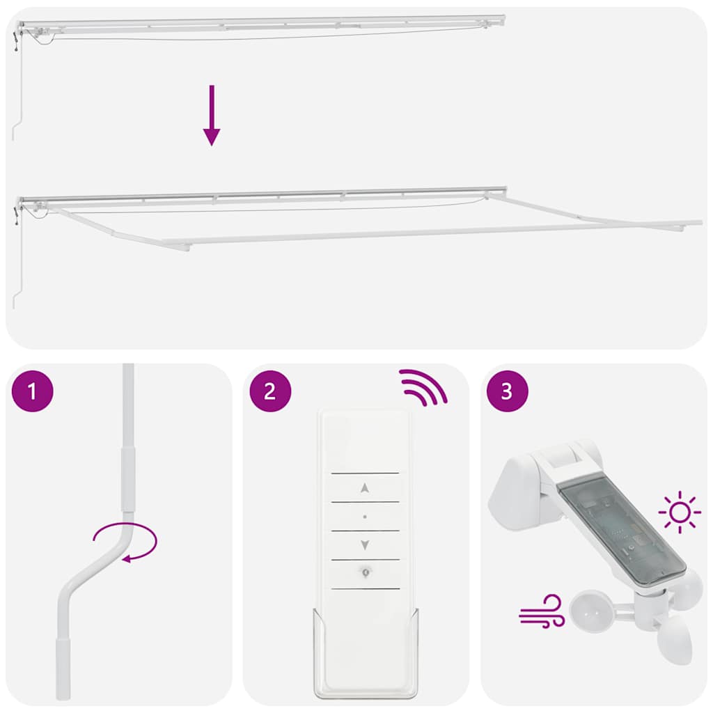 Automātiskā izvelkamā markīze ar LED, bordo krāsā, 600x300cm