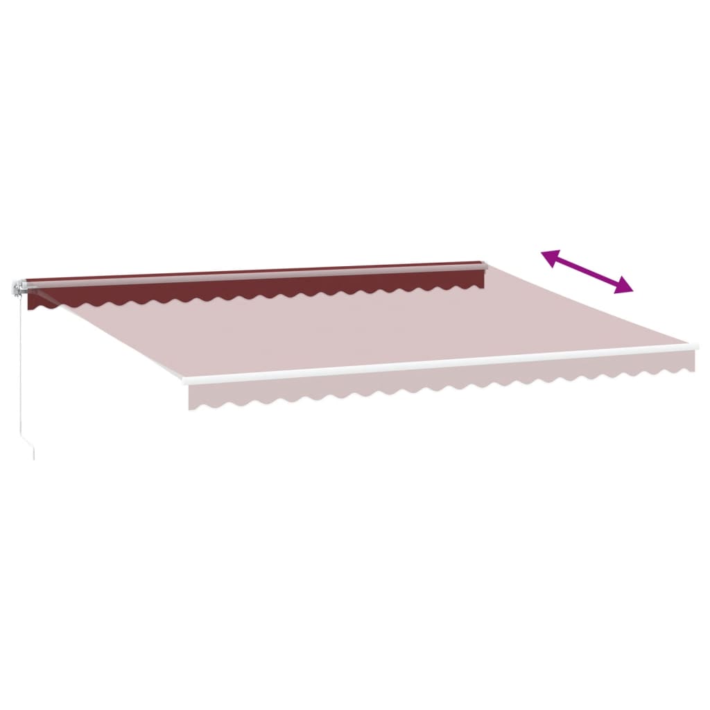 Manuāli izvelkama markīze ar LED, bordo, 500x350cm