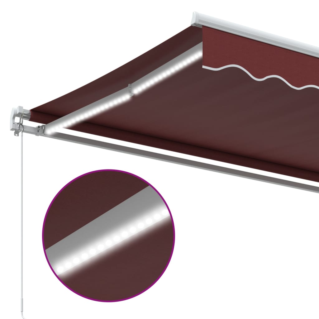 Manuāli izvelkama markīze ar LED, bordo, 500x350cm