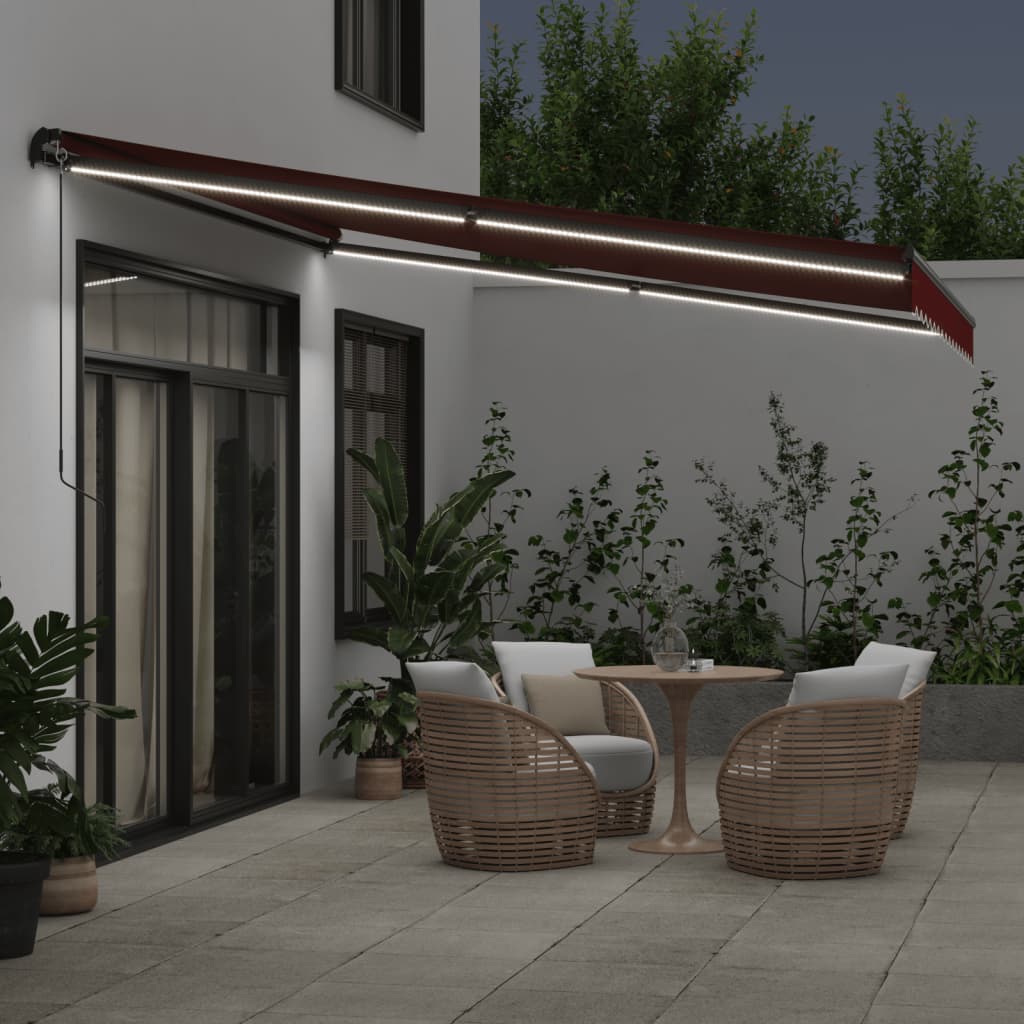 Manuāli izvelkama nojume ar LED, bordo, 400x350 cm