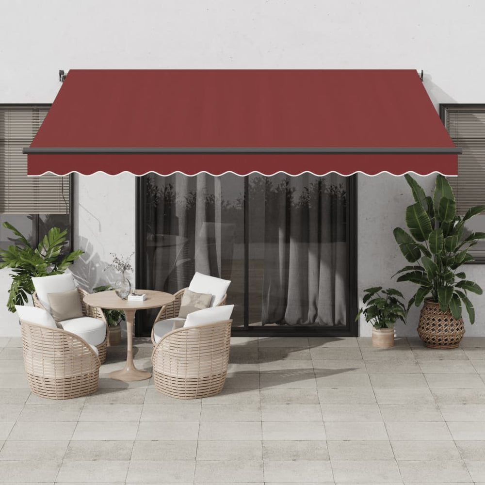 Automatic retractable awning with LED, burgundy, 400x350cm