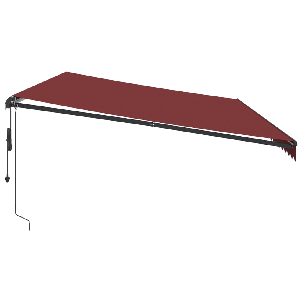 Automātiska izvelkama markīze ar LED apgaismojumu, bordo, 600x350cm