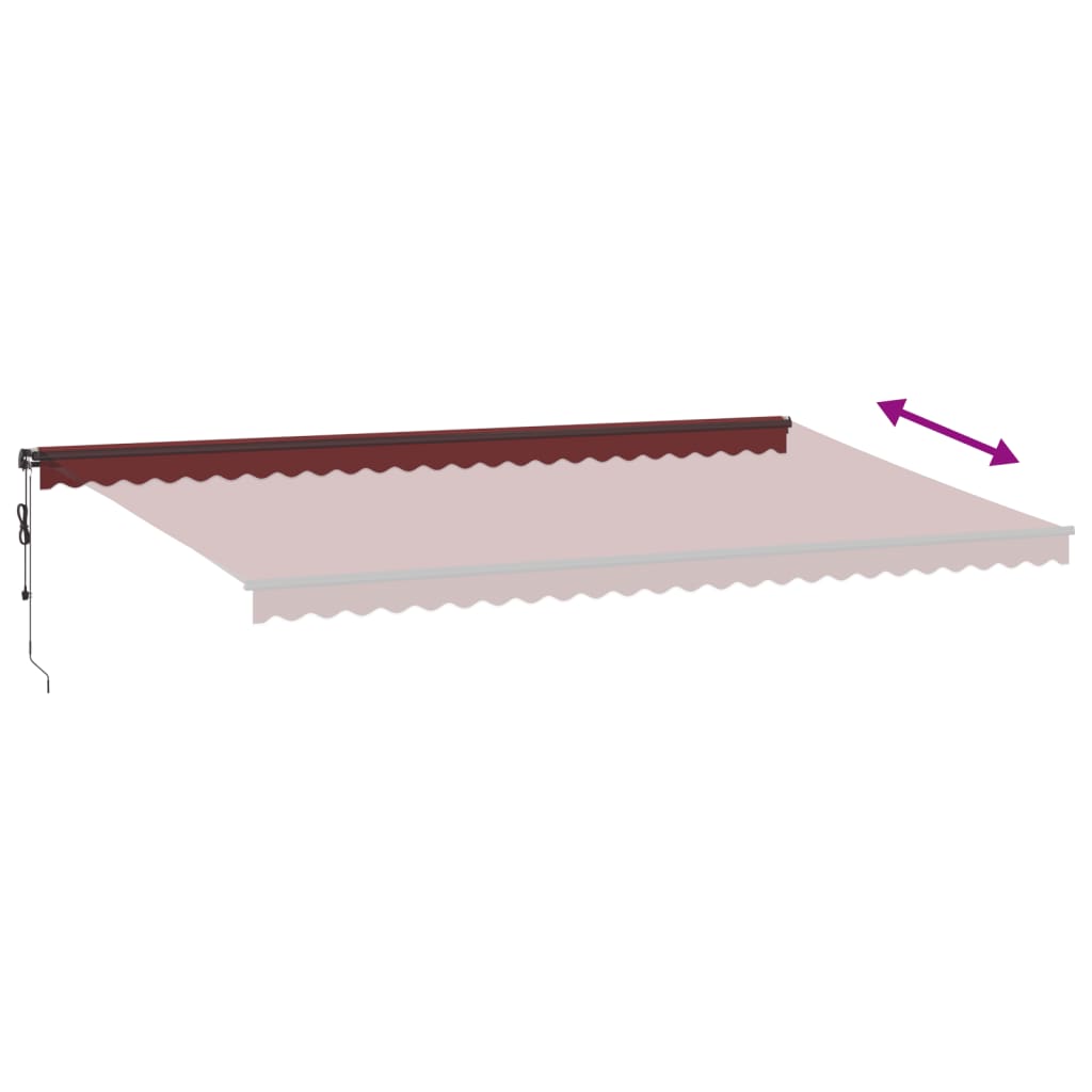 Automātiska izvelkama markīze ar LED apgaismojumu, bordo, 600x350cm