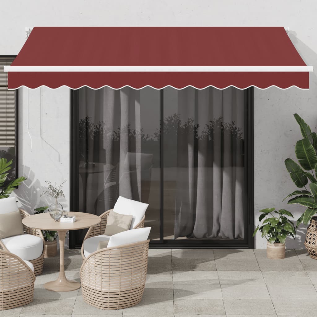 Manually retractable awning, burgundy, 350x250cm