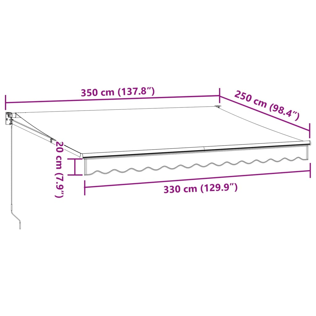 Manuāli izvelkams marķīzs, bordo krāsā, 350x250cm