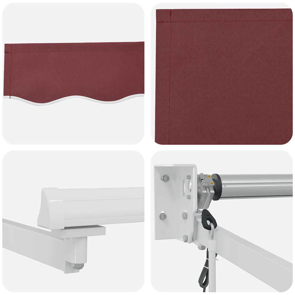 Retractable automatic awning, burgundy, 300x250cm