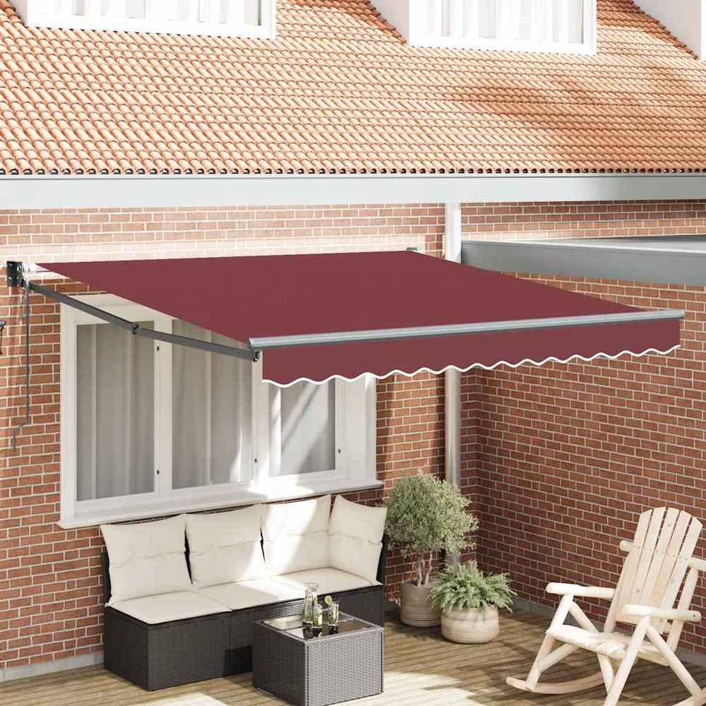 Retractable automatic awning, burgundy, 300x250cm