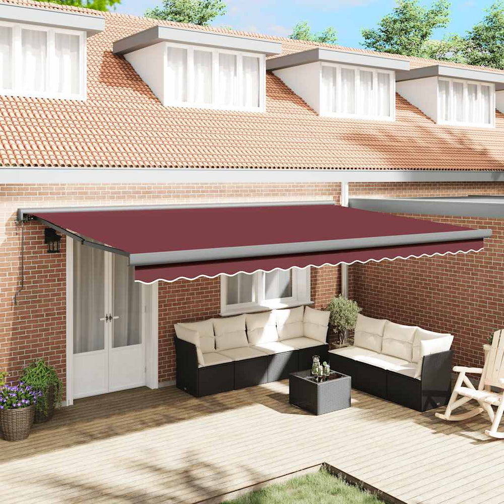 Automatic retractable awning, burgundy, 500x300cm