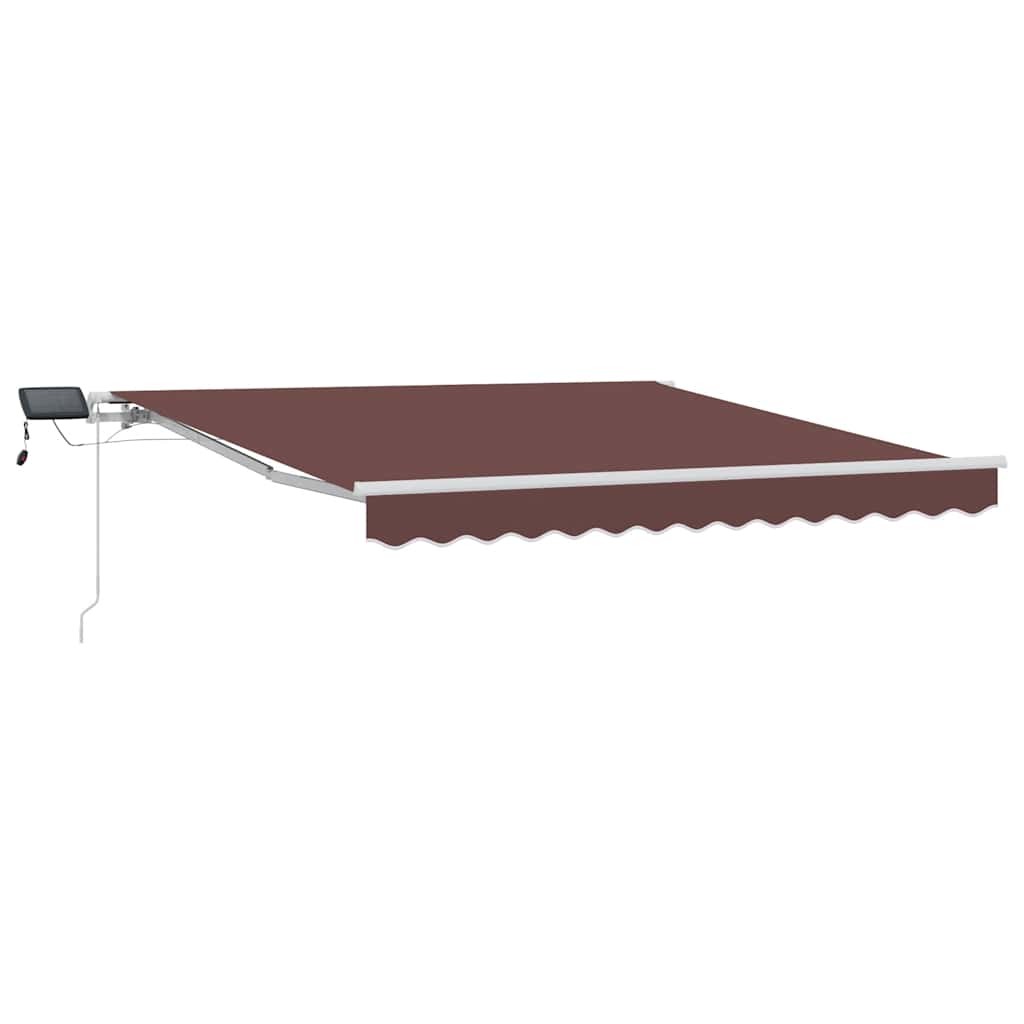 Manually Retractable Awning with LED, Brown, 300x250cm