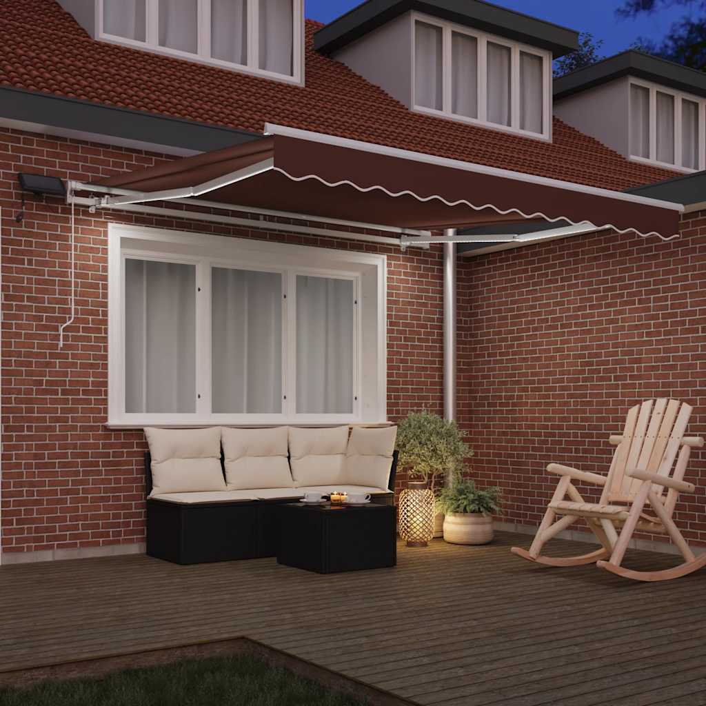 Manually Retractable Awning with LED, Brown, 300x250cm