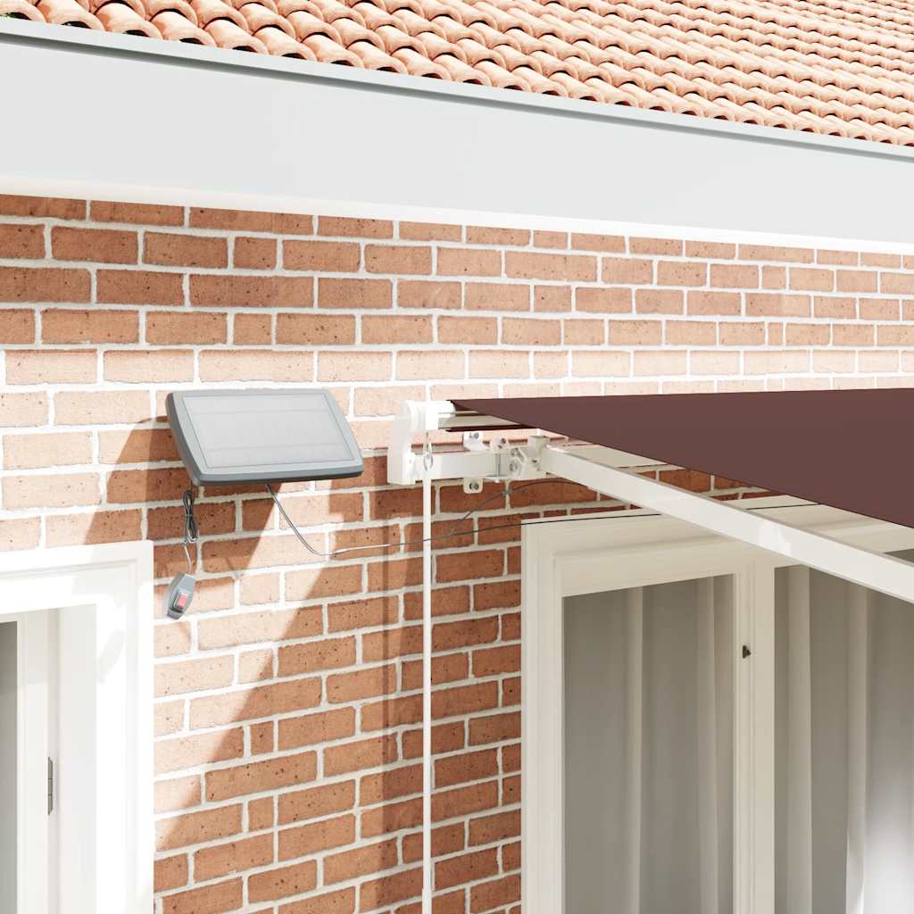 Manually Retractable Awning with LED, Brown, 300x250cm